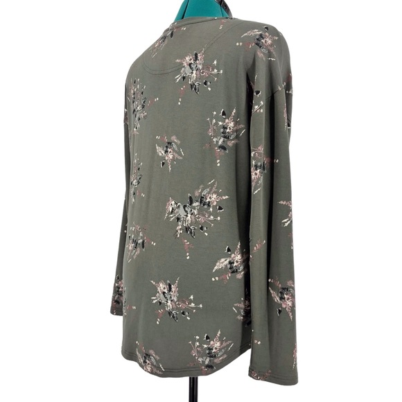 Catherine Malandrino Olive Green Floral Print Long Sleeve Sweatshirt, Large - Picture 7 of 16